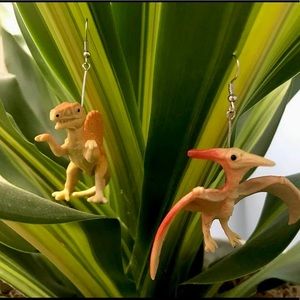 Orange Dinosaur Earrings